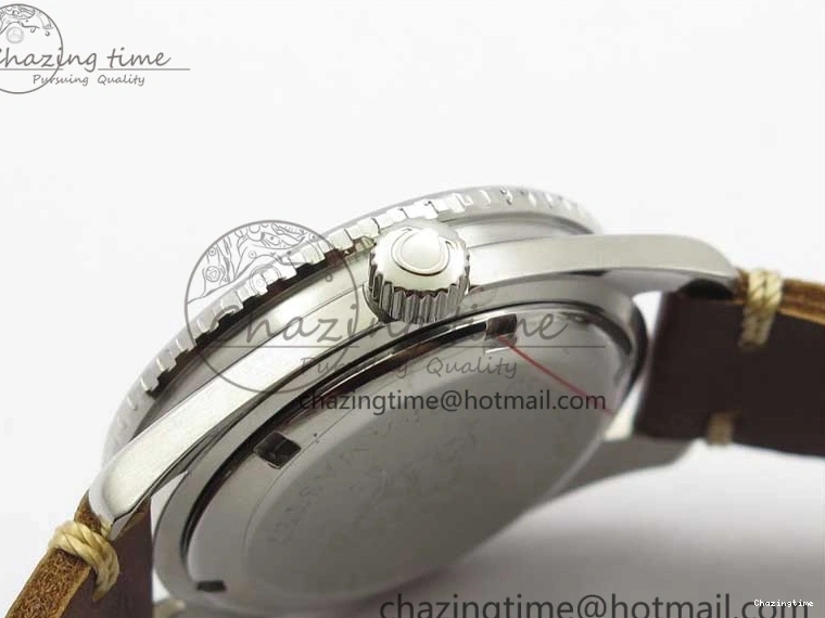 0322 Practical Vintage Seamaster 300 No Date T SS B12 Black Dial On Brown Leather Strap A2836 (Free Nylon Strap) 7910